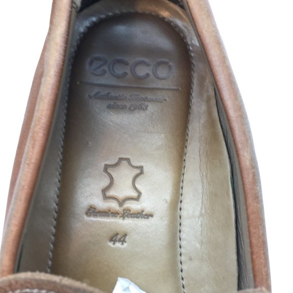 Ecco Leather Driving Loafers Shoes Men EU 44 US 10.5 Brown Moccasin Toe‎ Luxury